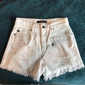 Kancan white distressed shorts